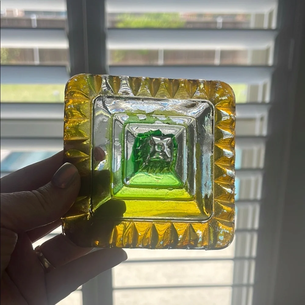 Vintage Green and Brown Glass Candy Dish - Picture 4 of 4